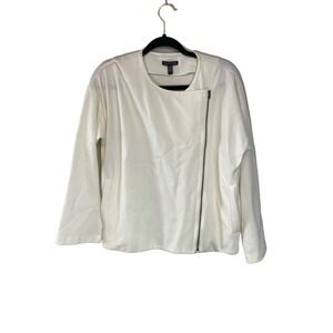 Eileen Fisher Ivory Flex Tencel Ponte Round Neck Jacket Size S